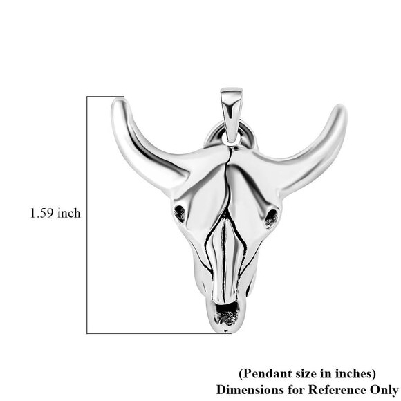 Unisex Bull Head 925 Sterling Silver Pendant on 24" Braided Leather Necklace NWT - Picture 8 of 8